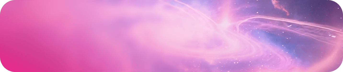Vibrant pink and purple galaxy background with glowing stars and swirling cosmic light