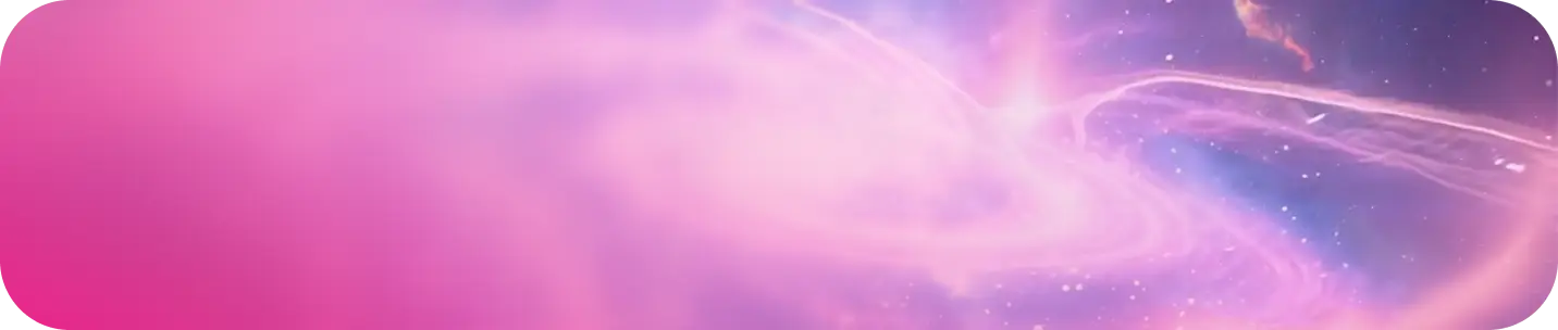 Vibrant pink and purple galaxy background with glowing stars and swirling cosmic light